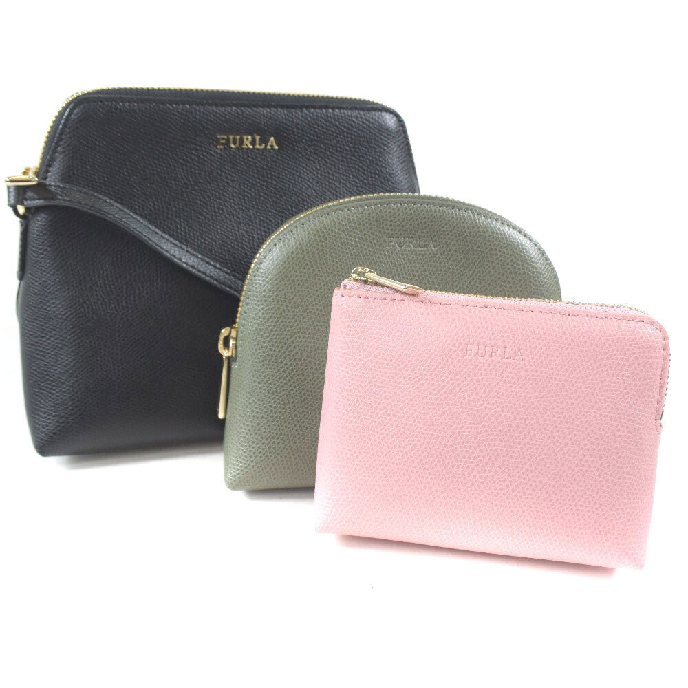 Furla Boheme Shoulder Bag Green Leather Zipper